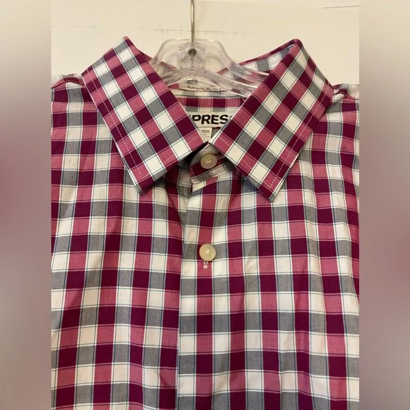 Express Extra Slim Fit checkered stretch long sleeve button down shirt -large - Picture 3 of 4